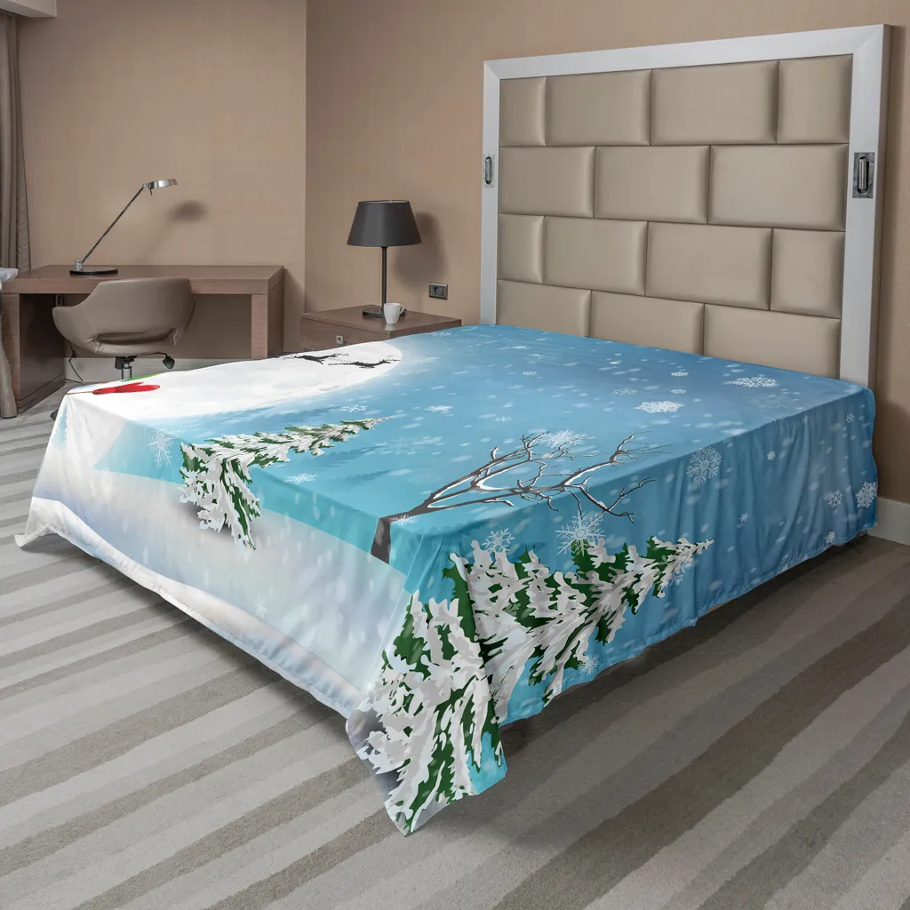 Drap de Noël infroissable 266x260 cm pour literie festive sans plis