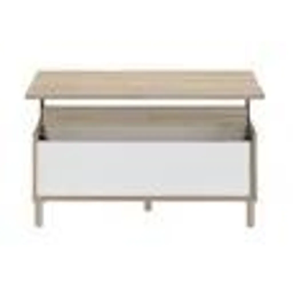 Salon MORPHOS Blanc et Chêne avec Table Basse Relevable Multifonction - 4