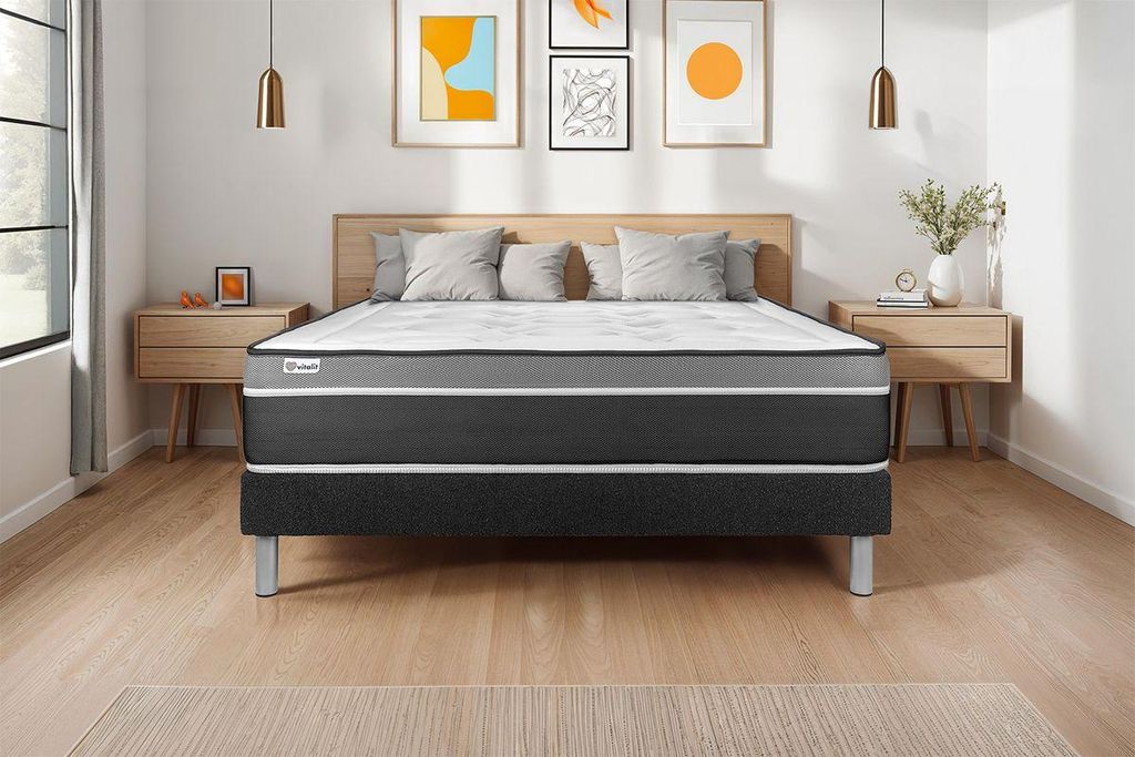Matratzenset VITAL CARE 130 x 200 cm Bettrahmen Kit schwarz