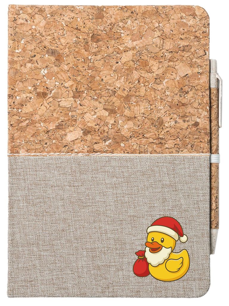 Huuraa Notizbuch A5 Quietscheente Weihnachtsmann Comic Gummiente 80 Blatt inkl. Kugelschreiber Tagebuch Geschenkidee