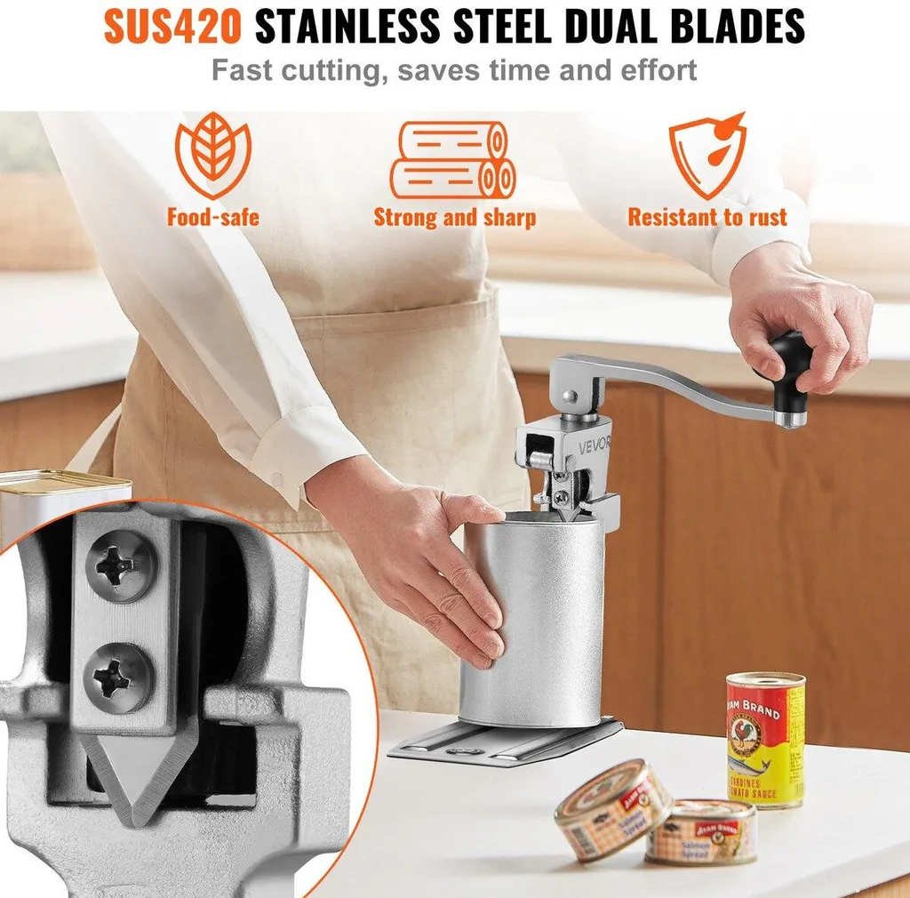 Ouvre-boîtes robuste de table inox avec fixation vis pour magasins
