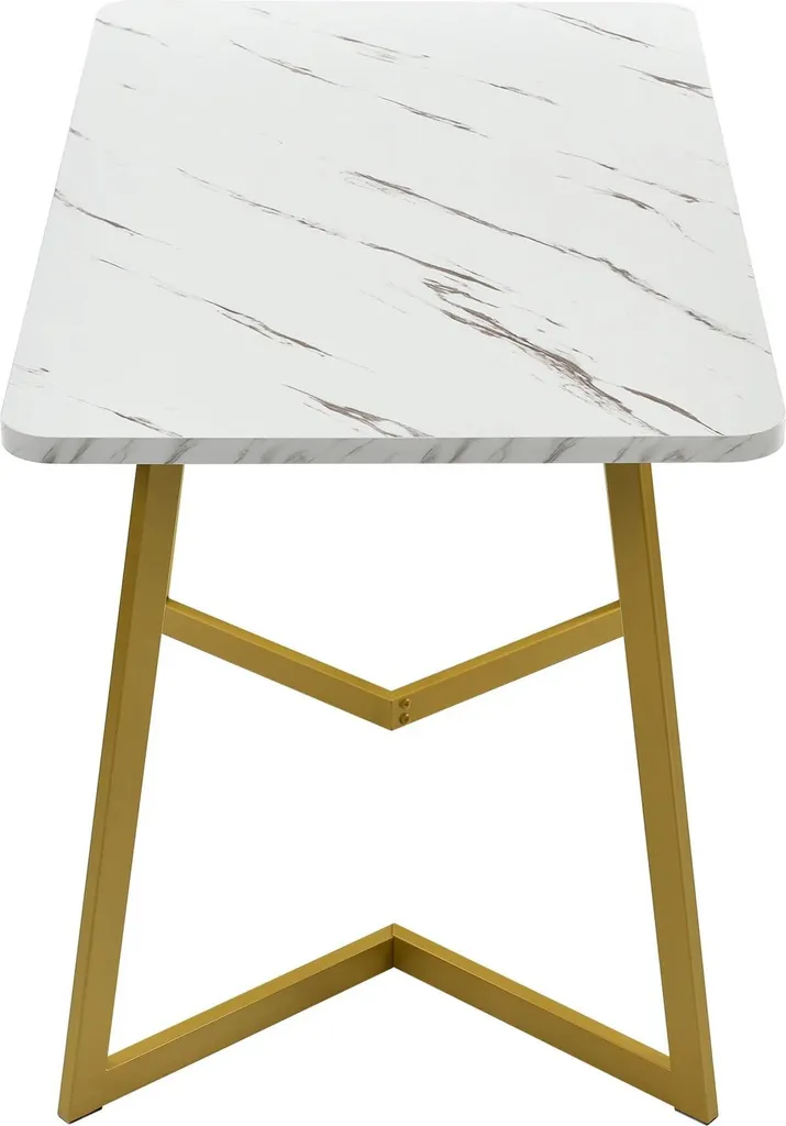 Table à manger rectangulaire 117x68 cm en MDF gris clair et métal - 5