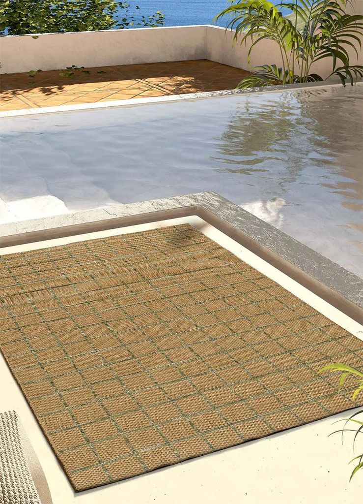 ATTICGO In- & Outdoor-Teppich PERGOLA Geometrischer jute-look in Braun/Grün, 160x230 cm
