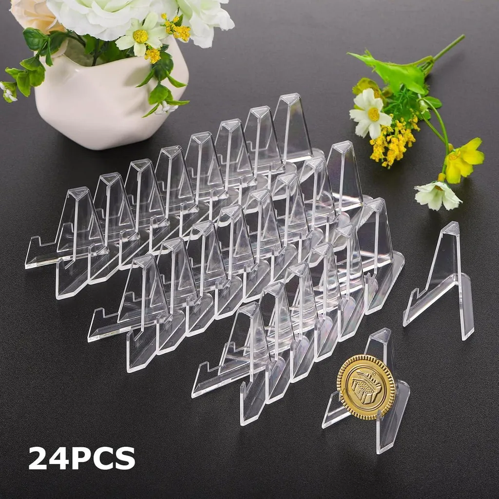 Support transparent en acrylique robuste : Pack de 24 mini chevalets - 6