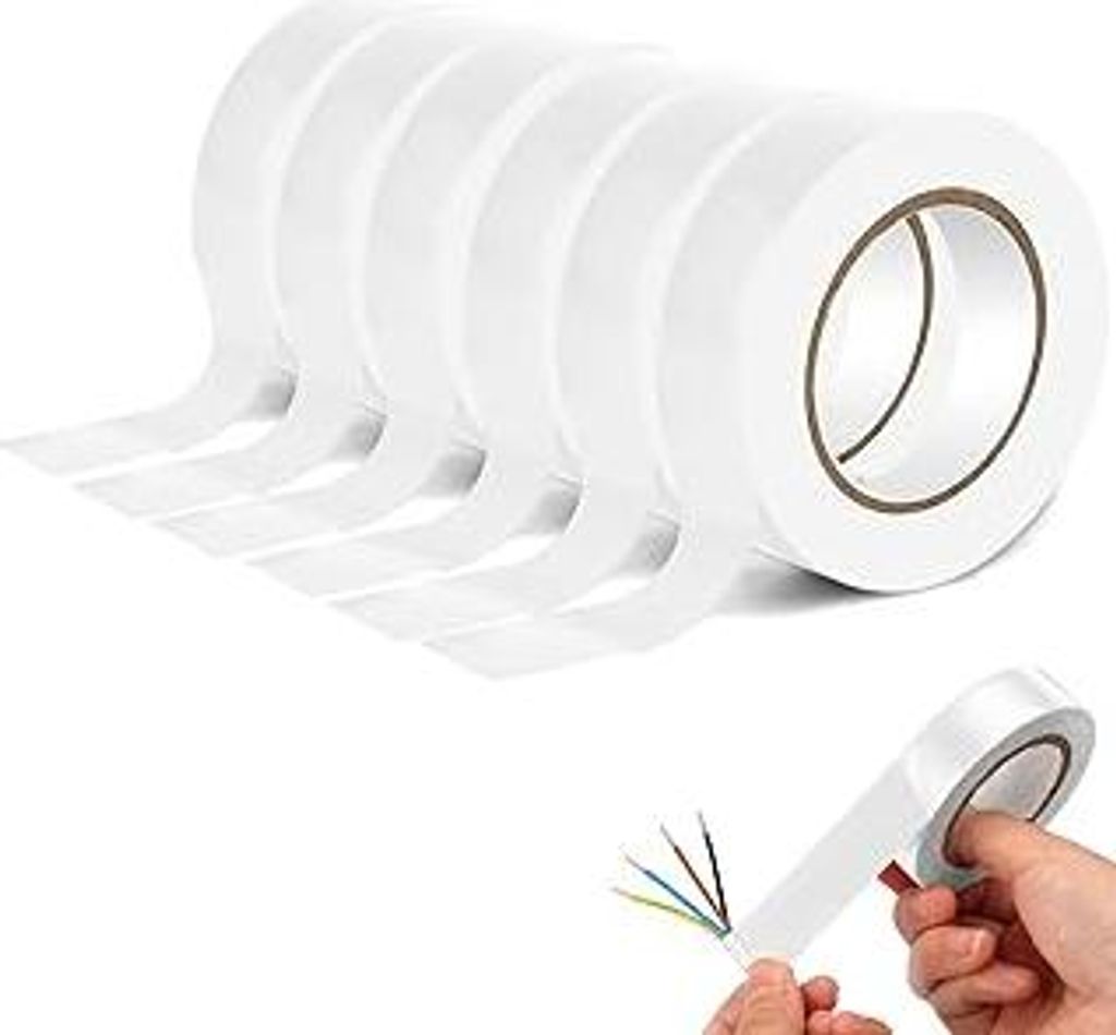 OFFCUP Isolierband, 6 Stück PVC Elektriker Klebeband 19mm x 20m, Wasserdicht Elektrisches Weiß, VDE Isoband Selbstklebend zum Schutz, Bündeln un...