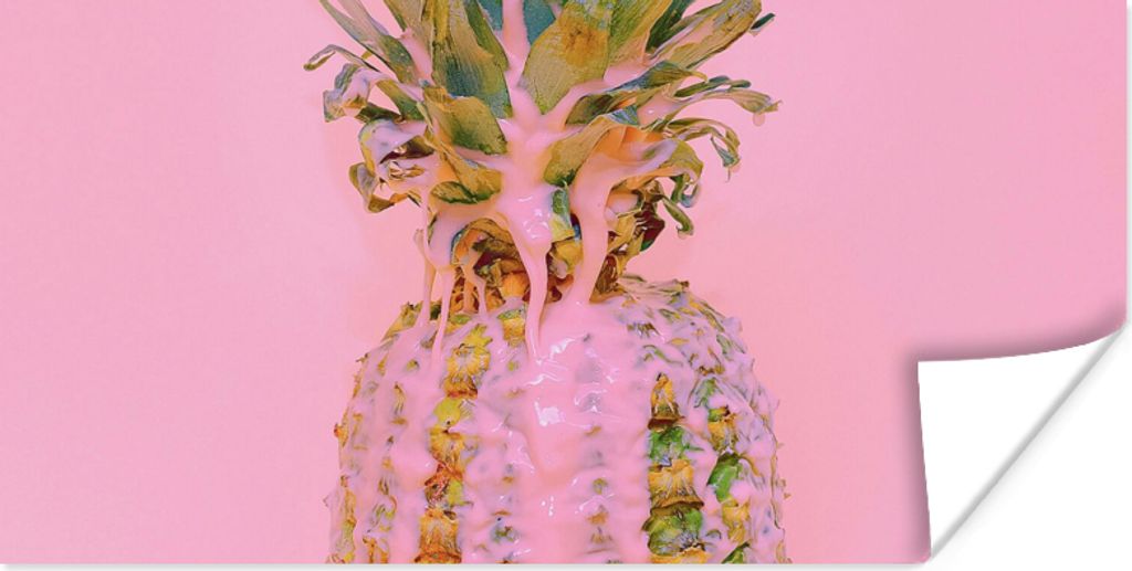 MuchoWow Poster Farbe - Ananas - Rosa - Sommer 120x60 cm - Bild