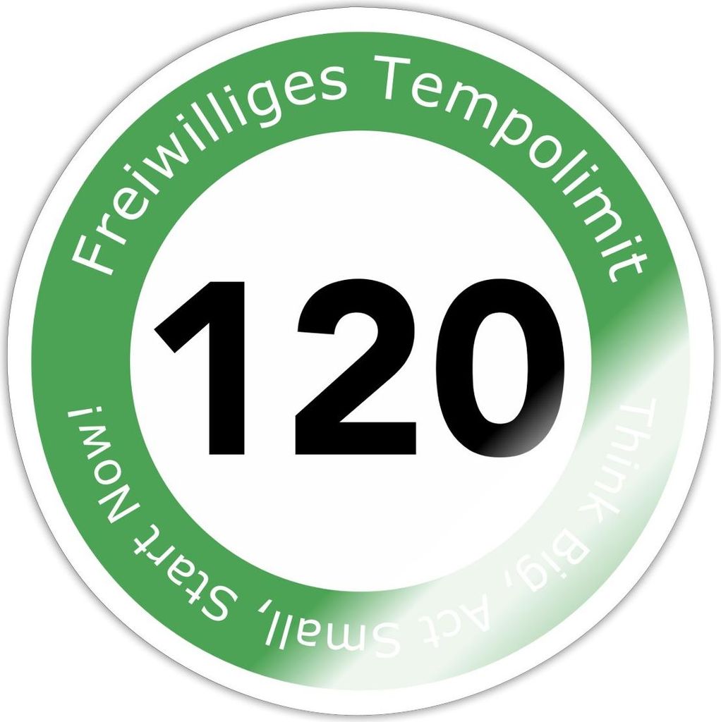 Spreadshirt Freiwilliges Tempolimit Von 120 Sticker Aufkleber, 10 x 10 cm, Weiß glänzend