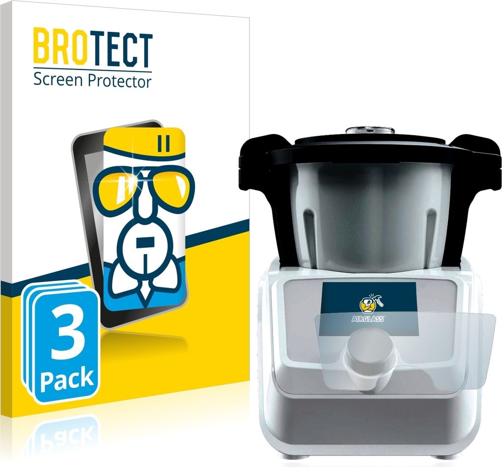 3x BROTECT Schutzglas für SilverCrest Mini Monsieur Cuisine Connect Schutzfolie Panzer Folie Glas Display Schutz klar