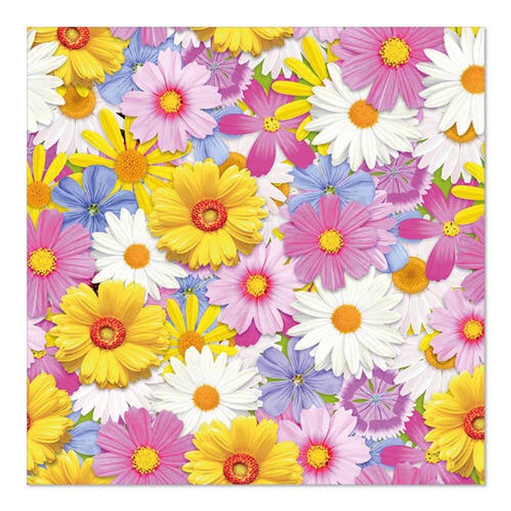 Papstar Servietten, 3-lagig 1/4-Falz 33 x 33 cm "Daisies Mix" 10 x 20 Stück