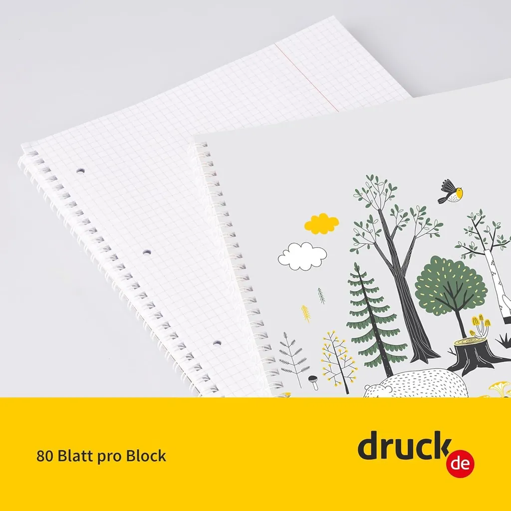 5 Blocchi A4 Bambini e Studenti - Carta 80g a Scacchiera con Spirale - 4