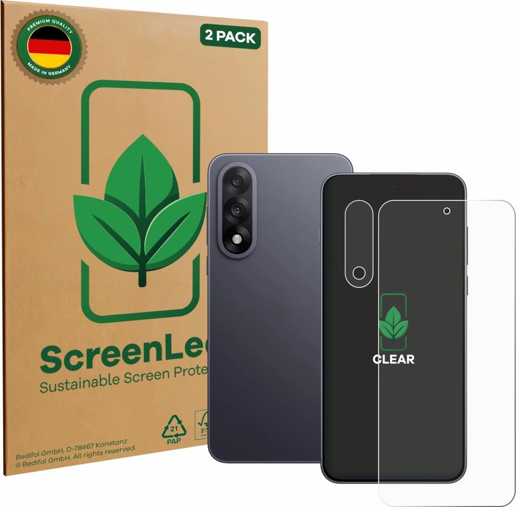 2x ScreenLeaf Schutzfolie für OnePlus Nord 5 (Display+Kamera) nachhaltiger Displayschutz Display Schutz Folie Klar Transparent