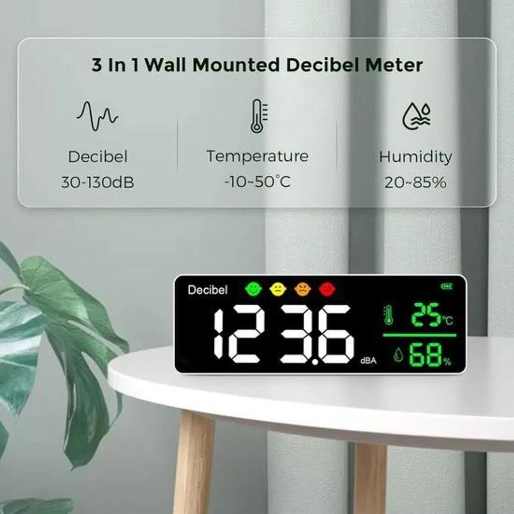 Décibelmètre numérique haute précision 30-130 dB avec écran LED rétroéclairé