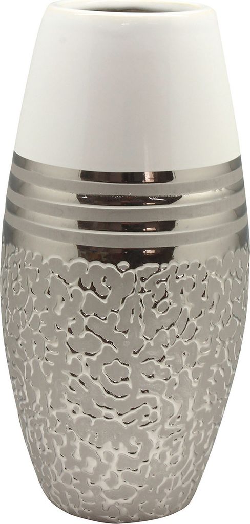 Gilde Vase, "St. Louis", gestreift, Keramik, weiß, Image du produit 