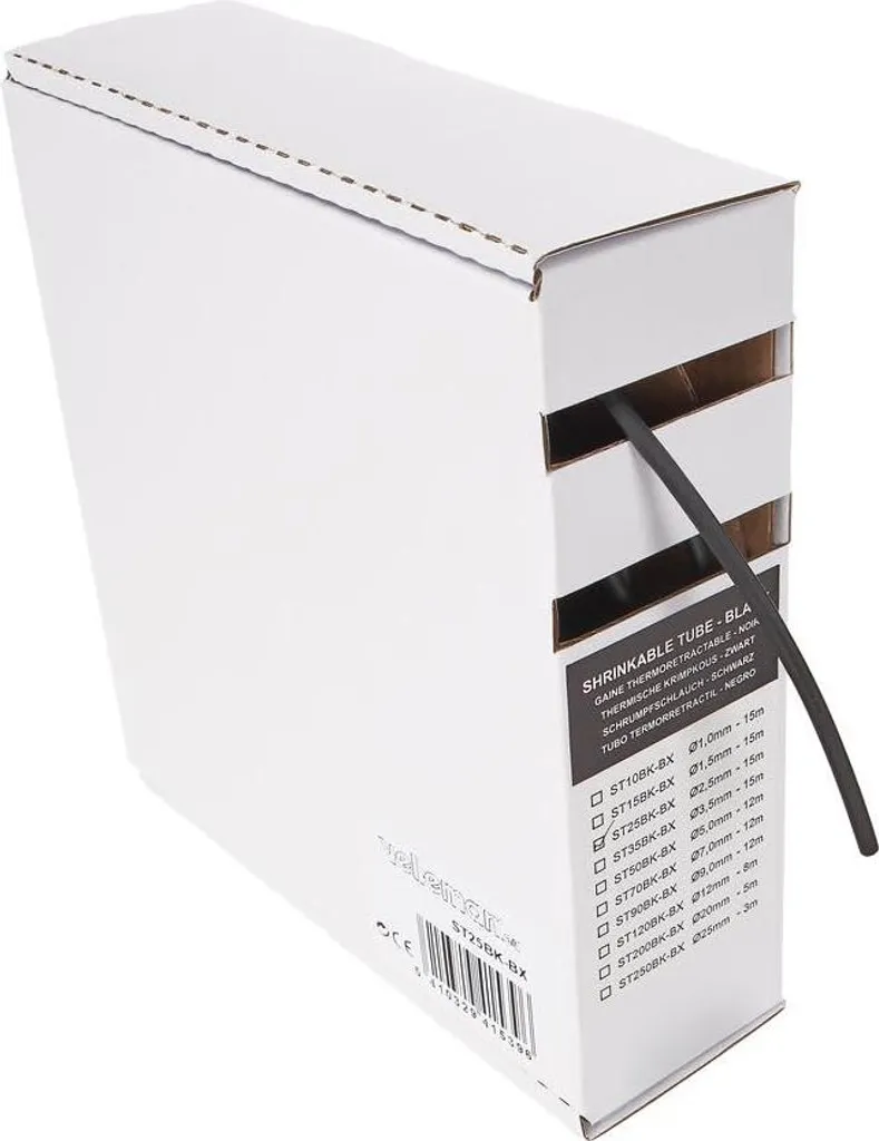 Guaina Termoretraibile 2.5mm Nera 15M - Box Dispenser Industriale - 2