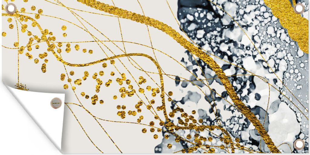 MuchoWow 160x80 cm Outdoor-Poster Gartendeko Sichtschutz Garten Poster für den Garten Abstrakt - Gold - Natur - Kunst