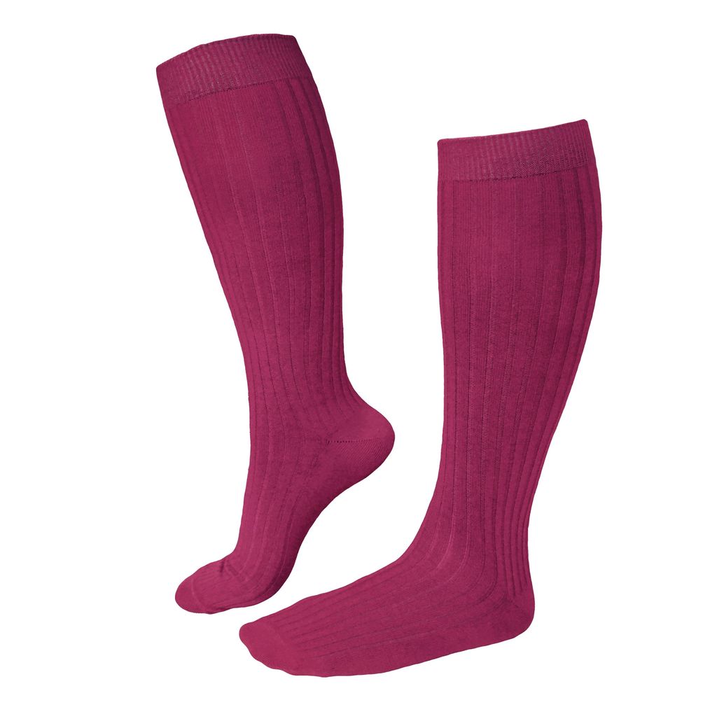 Damen Kniestrümpfe aus Baumwolle Rippe Purplewein Größe 39-42