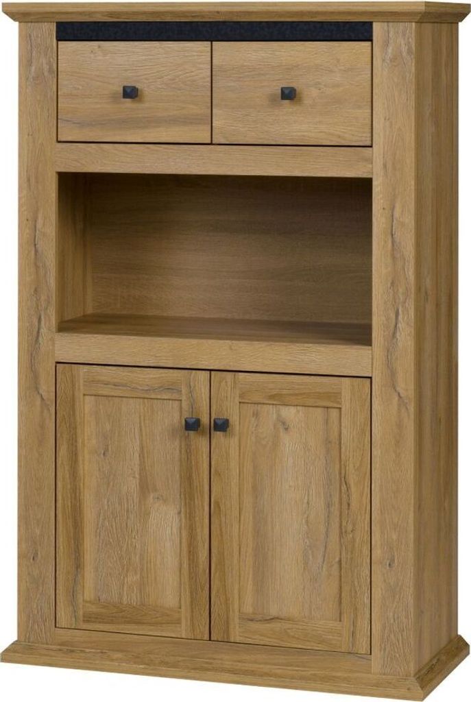 Vitrine Matam 08, Farbe: Eiche - 130 x 85 x 40 cm (H x B x T)