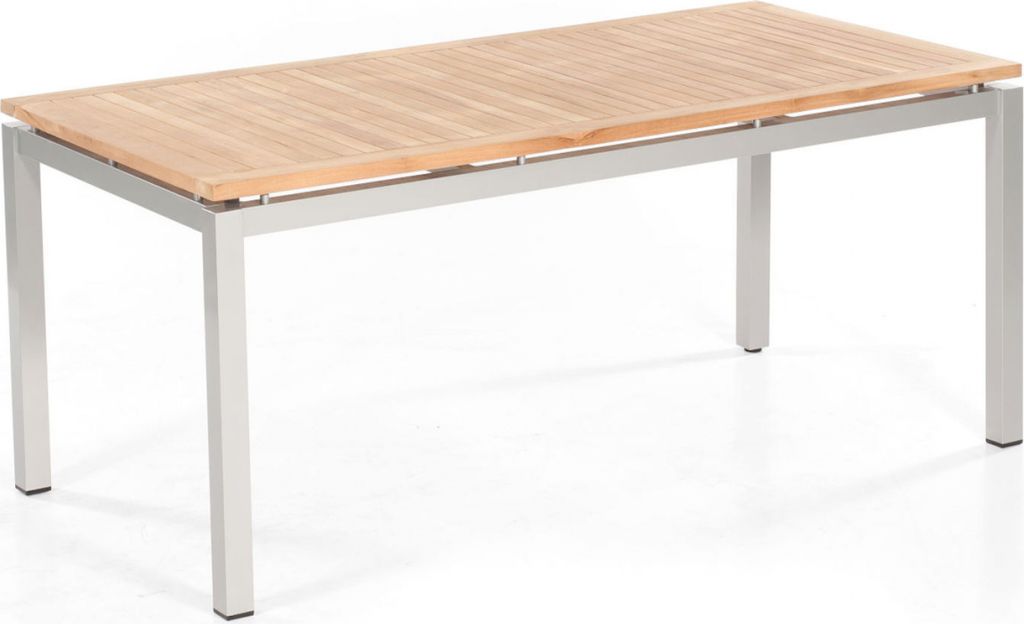 Sonnenpartner Gartentisch Base 160x90 cm Aluminium silber Tischsystem Tischplatte Pure Teakholz natur 80050526