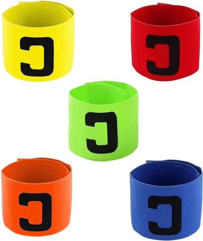 Lot de 5 bracelets élastiques football capitaine en couleurs assorties