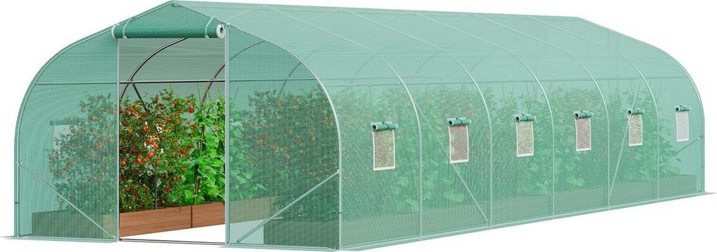 Walk-in Tunnel Greenhouse 29.53x9.84x6.6ft Galvanized Frame PE Cover Green
