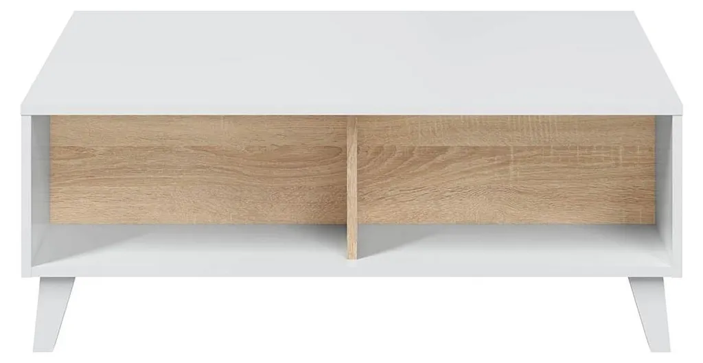 Table basse relevable grise et chêne 100 cm Zaiken Plus avec coffre de rangement