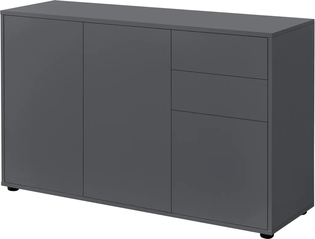 Buffet de Rangement Gris Foncé 3 Portes - Dites Adieu au Désordre du Salon