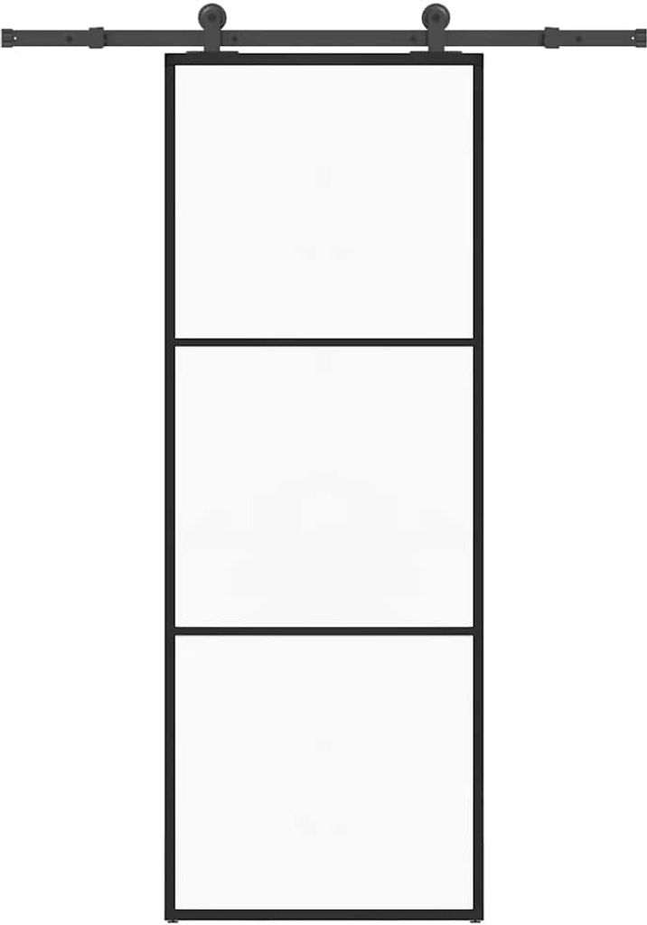 Schiebetür mit Beschlag 76x205 cm ESG-Glas & Aluminium