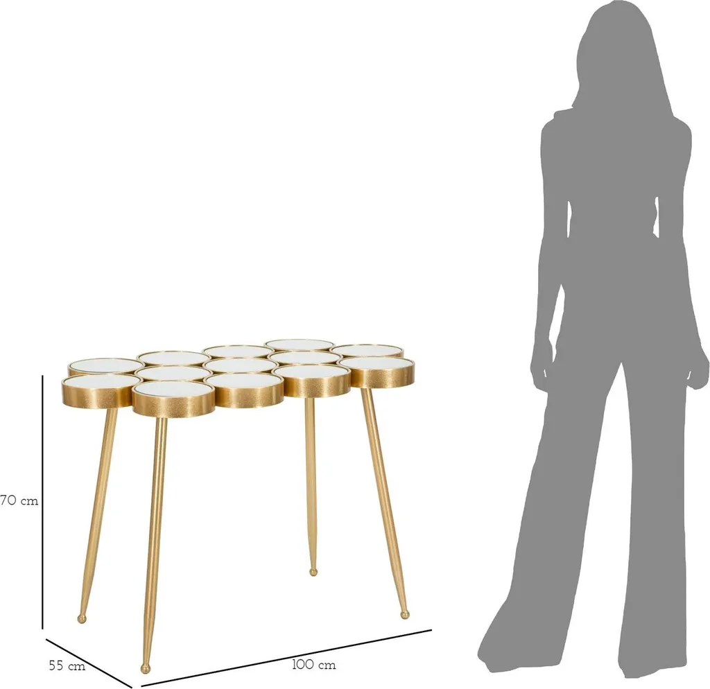 Table basse Buttle Gold pour salon moderne - Table d'appoint dorée 100cm - 8