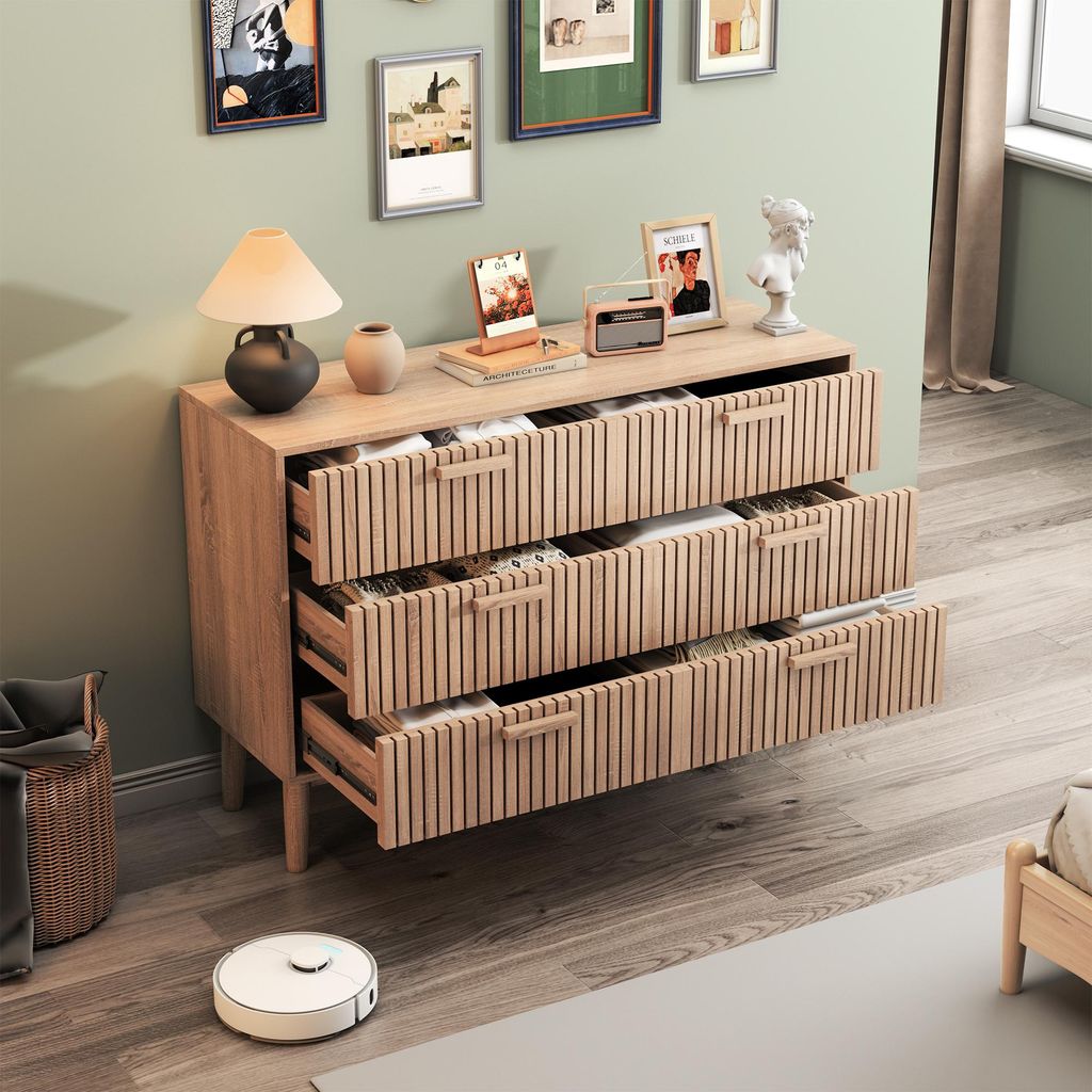 ProximaX Kommode aus Naturholz mit 6 Schubladen: modernes vertikales Design, große Lagerkapazität und minimalistischer Stil.
