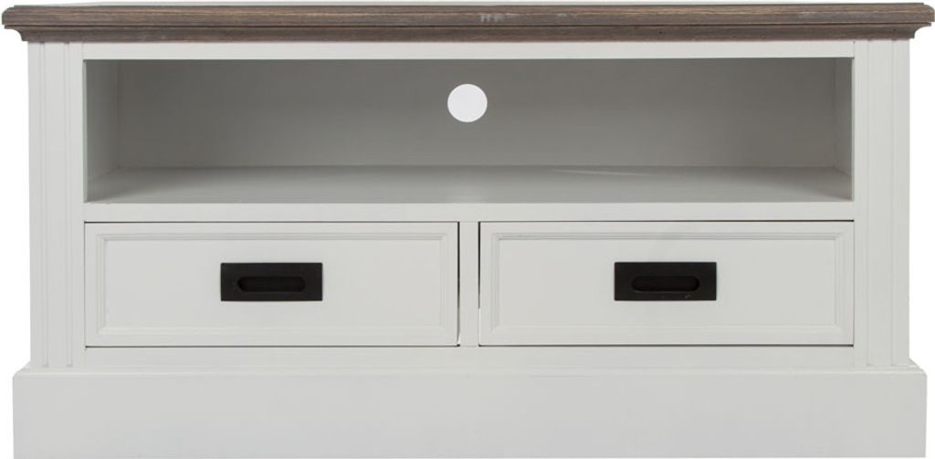 TV-Board RIVIERA weiß mit brauner Oberfläche Holzmöbel im Landhausstil