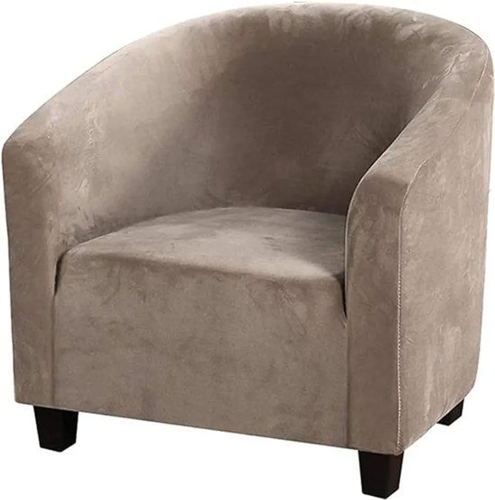 Housse de chaise club extensible en velours marron pour fauteuil tub