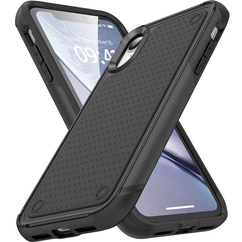 Custodia Nera iPhone XR Militare - Cover Rigida Anti-Graffio 2in1