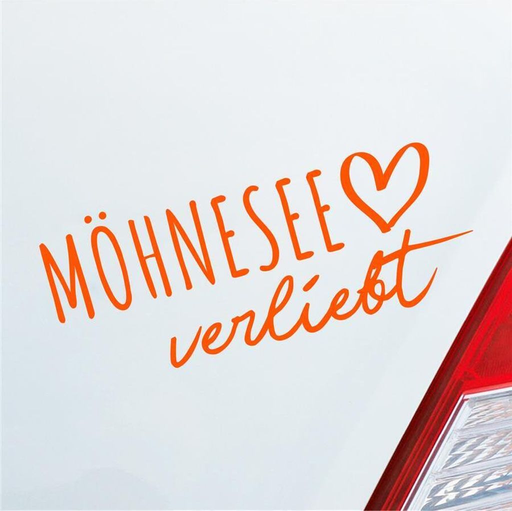 Auto Aufkleber Möhnesee verliebt Herz See Sea Liebe Car 19x8 cm Orange Sticker Heckscheibenaufkleber