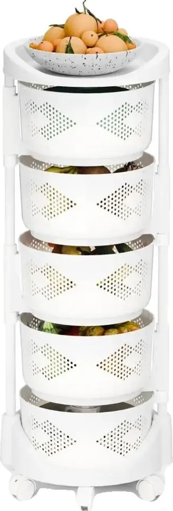 Desserte de cuisine ronde 5 niveaux et paniers rotatifs modulables