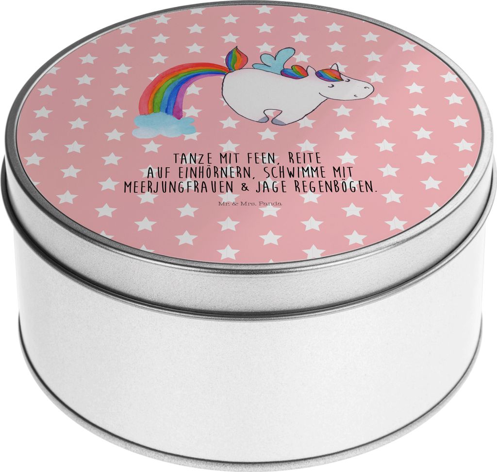 Mr. & Mrs. Panda Teedose Einhorn Fliegendes Pferd - Rot Pastell - Geschenk, Regenbogen, Keksdose, Dose, Kaffeedose, Glitzer, Aufbewahrungsdose, Spi...