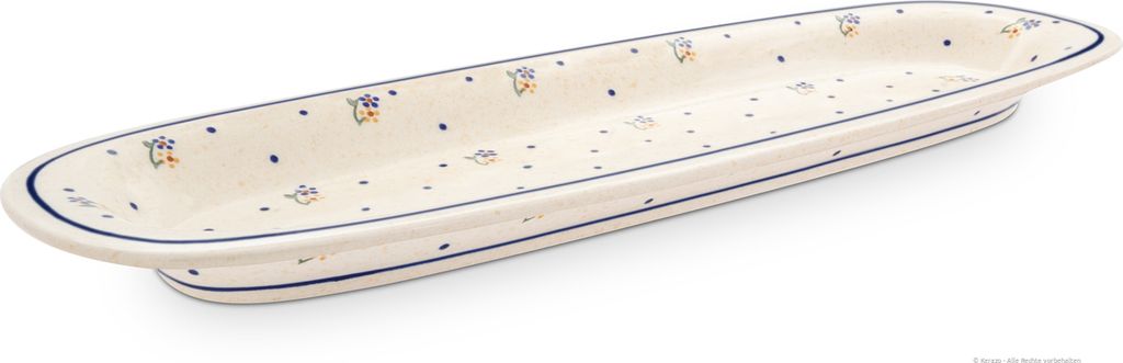 Original Bunzlauer Keramik Servierplatte Platte Teller schmal länglich oval 44,4x15,1x3cm Design 111