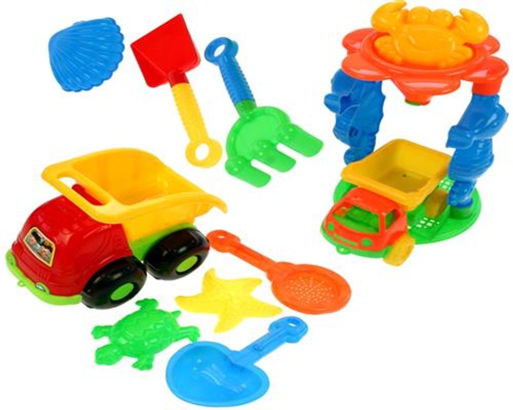 WADER Eimergarnitur Gießkanne Set 9-tlg Kinder Spielzeug Sandspielzeug Strand 