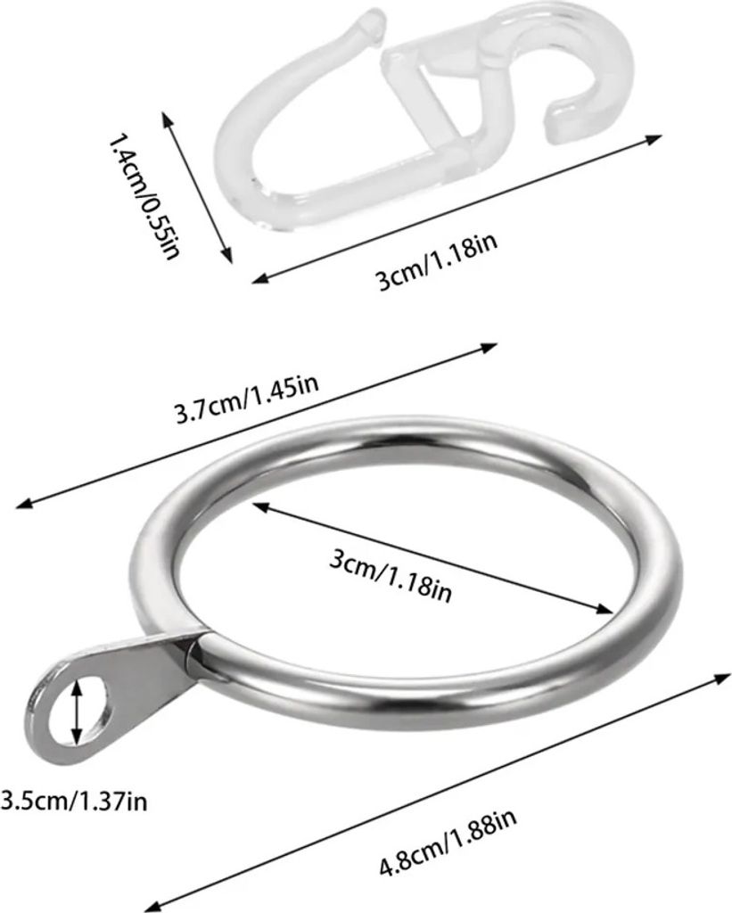 40 Stück Gardinenringe Aus Metall - Ohne Feder, Leicht Zu öffnen (50mm)