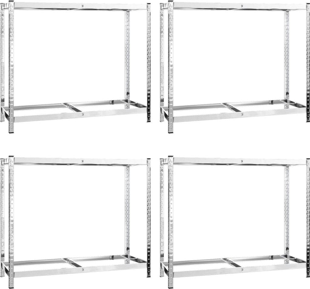 vidaXL Reifenregale mit 2 Böden 4 Stk. Silbern 110x40x110 cm Stahl