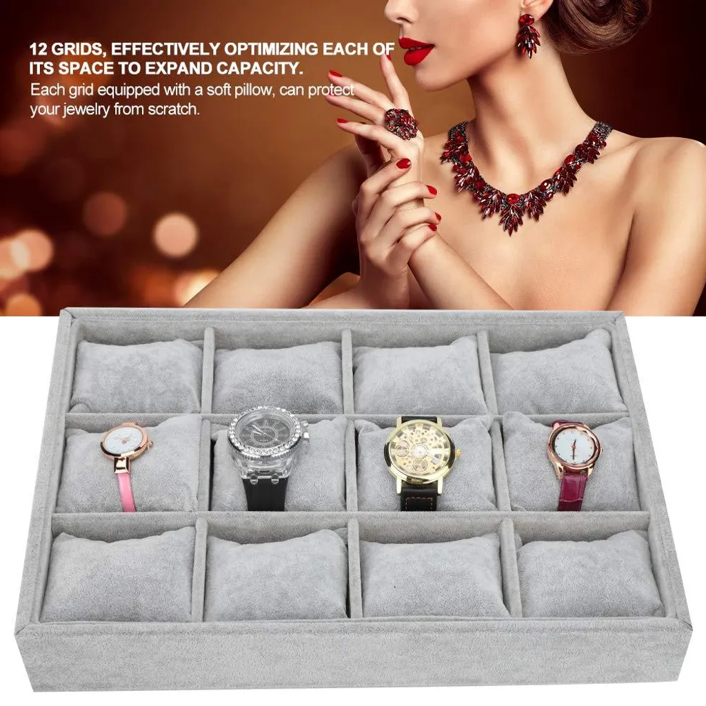 Plateau de rangement bijoux empilable à 12 sections pour colliers - 2