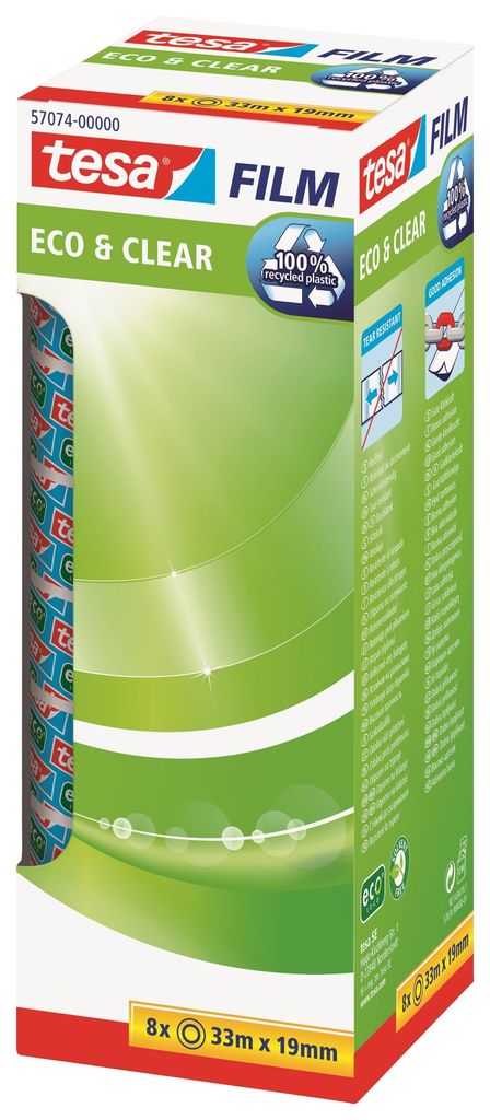 tesafilm eco&clear Rolle 33m 19mm Office Box 8St. Obrázek produktu 