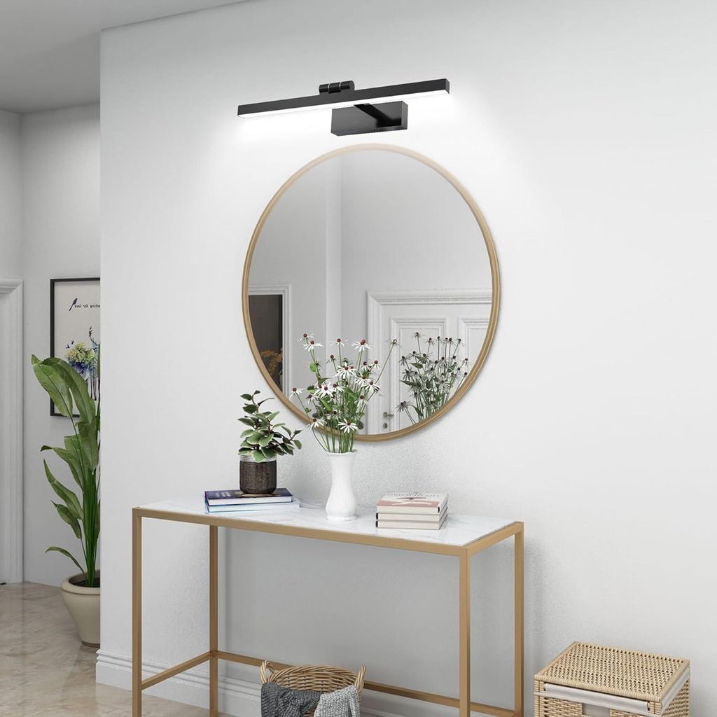 JOIEYOU 10W Spiegelleuchten Rechteck Wandleuchte mit 180° Drehbare Lampenkopf Kaltweiß Schminklicht 40cm Lange Wandlampe IP44 Spiegellampe für B...