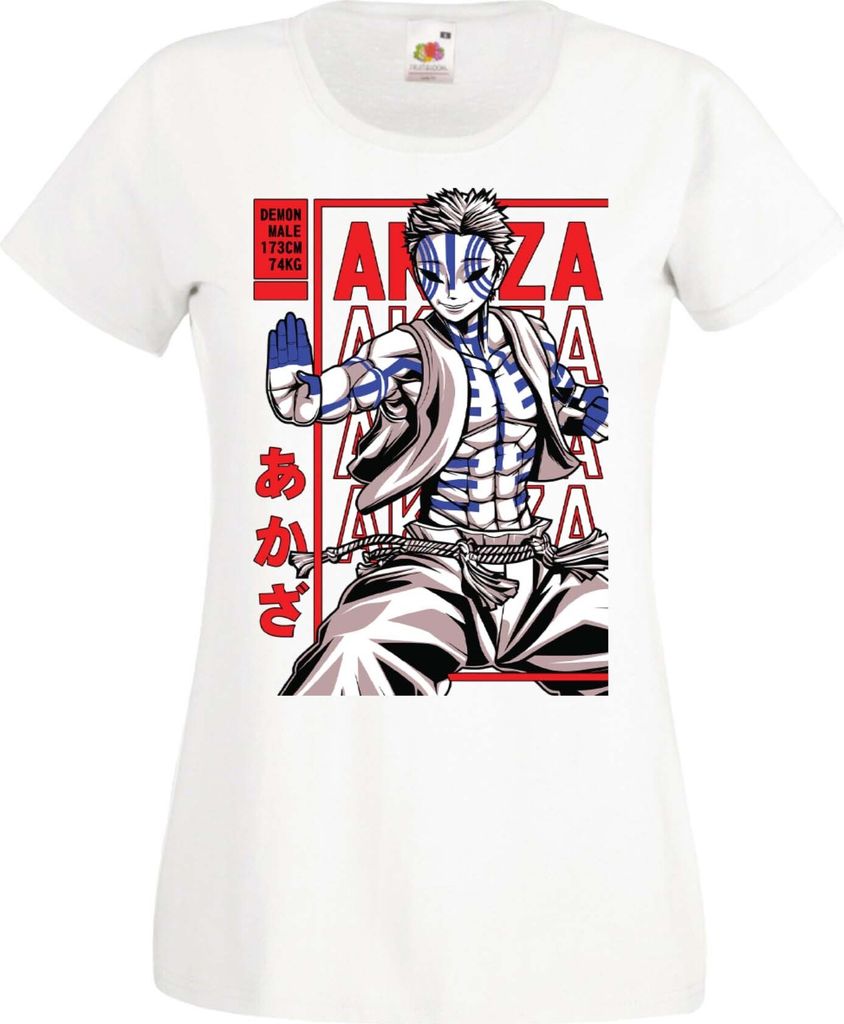 Damen T-Shirt Manga Anime Demon Anime Slayer Akaza Upper Rank Akaza, Lady S / Weiß
