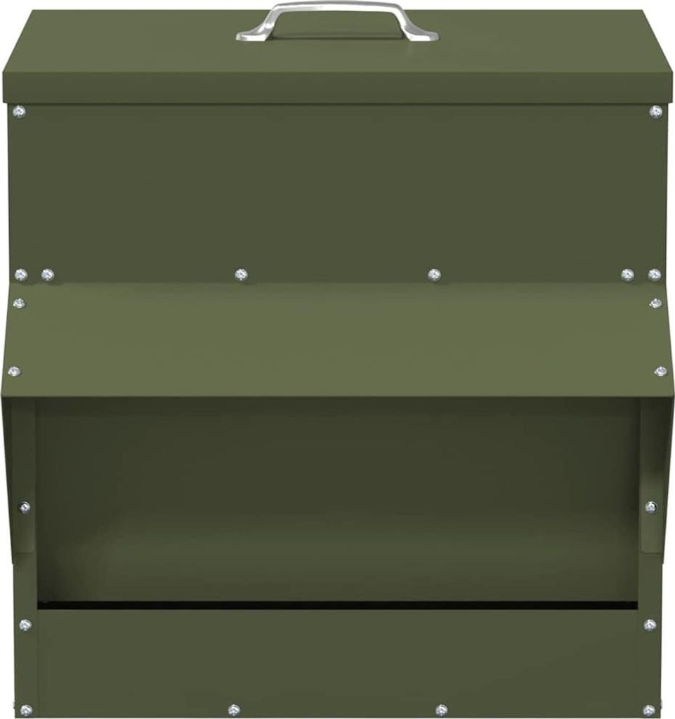 "Schlussverkauf" Hühnerfütterer - Funktionales Design - Olive Grün 40,5x45x41 cm Kaltgewalzter Stahl C16666