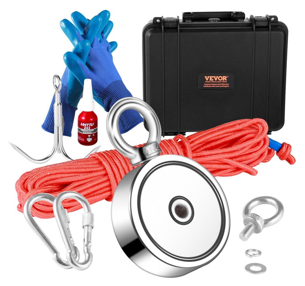 Bergemagnet Set Seil Magnetangel Topfmagnet Doppelseitig 272x2kg Neodym