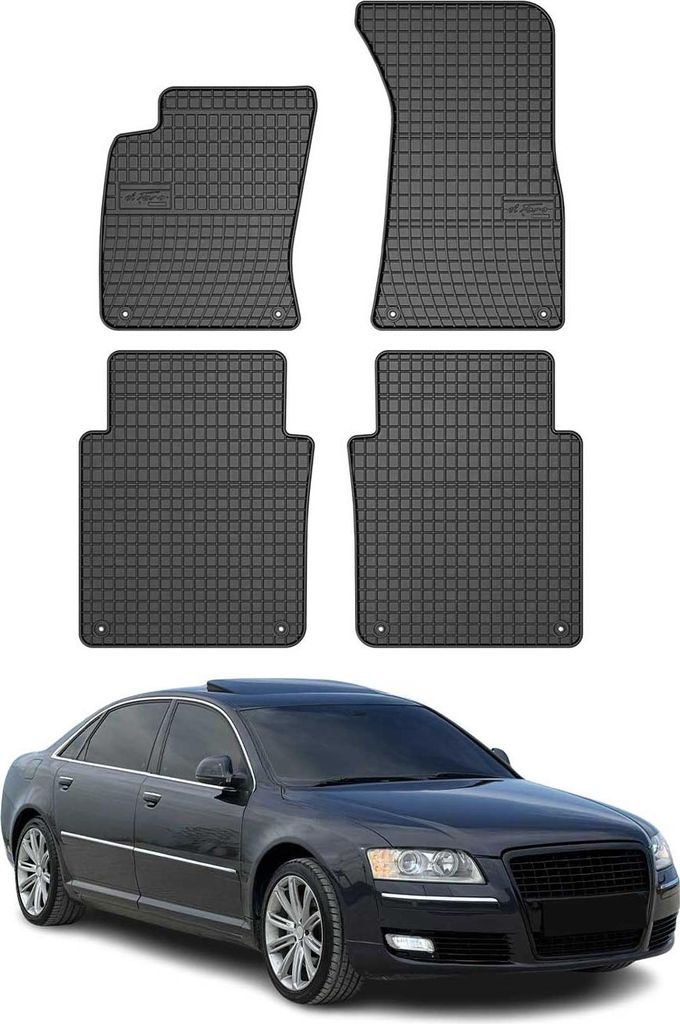 OMAC Gummi Fußmatten für Audi A8 D3 2002-2010 Automatten Gummi Schwarz 4tlg