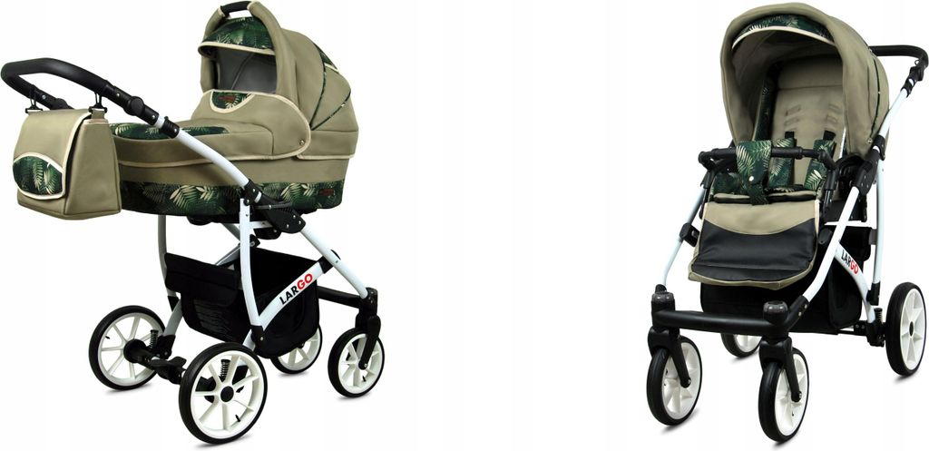 BabyLux Largo | 2in1 Kinderwagen Set | Fern Leaf | Kombikinderwagen | Kinderwagenset | Buggy +