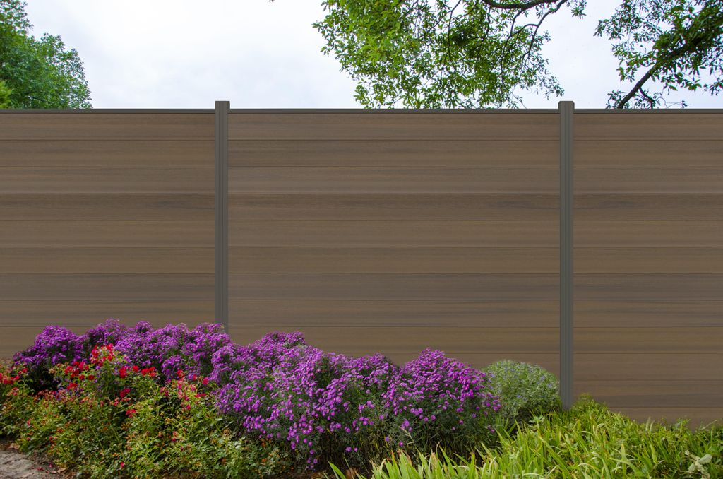 WPC Sichtschutzzaun Roma Line 5 x Zaunfeld teak und 6 x Produktbild 