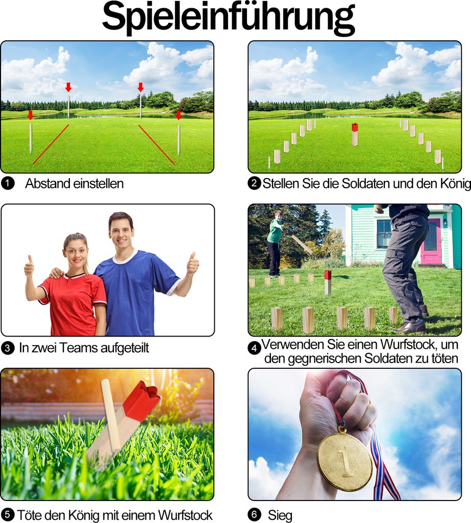 XMTECH Wikinger Wurfspiel Kubb Wikingerspiel aus Kieferholz Produktbild 7