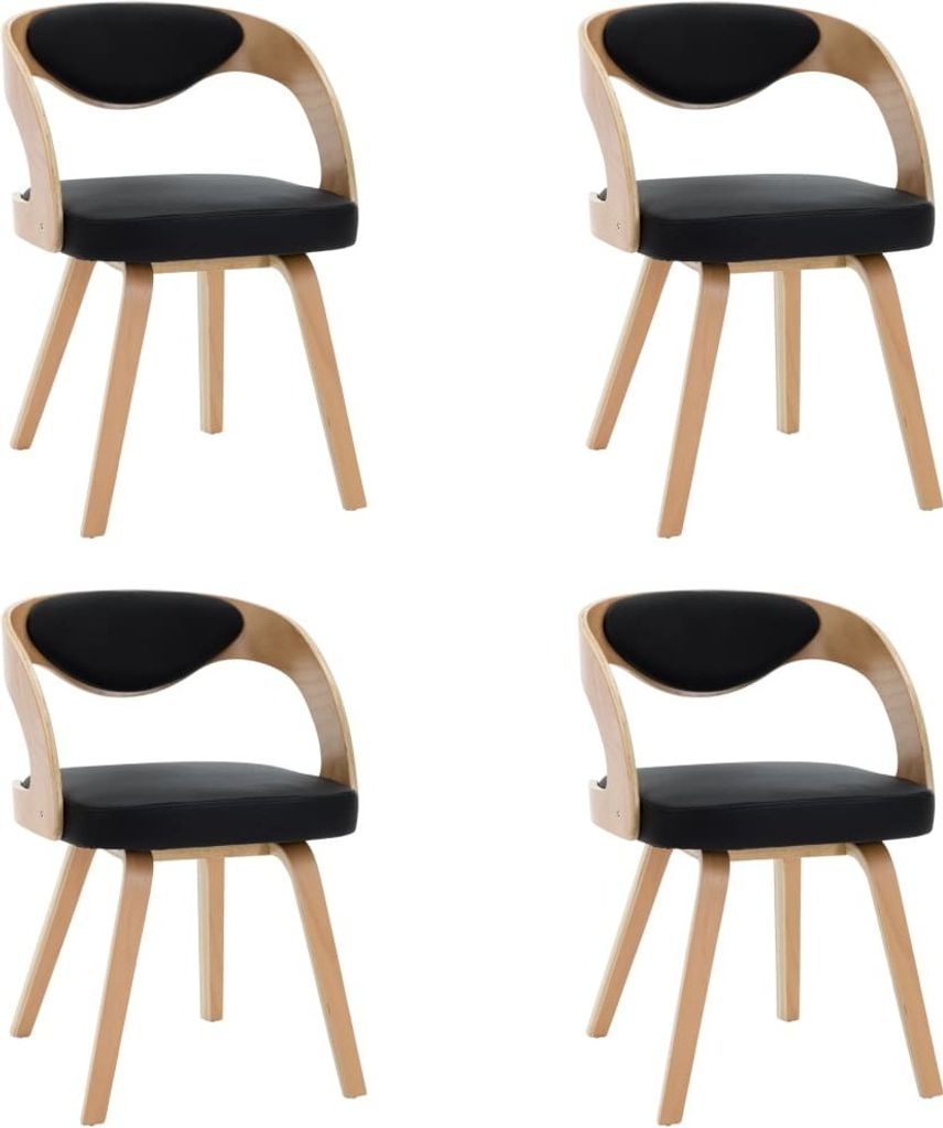 vidaXL Esszimmerstühle 4 Stk. Schwarz Bugholz und Kunstleder
